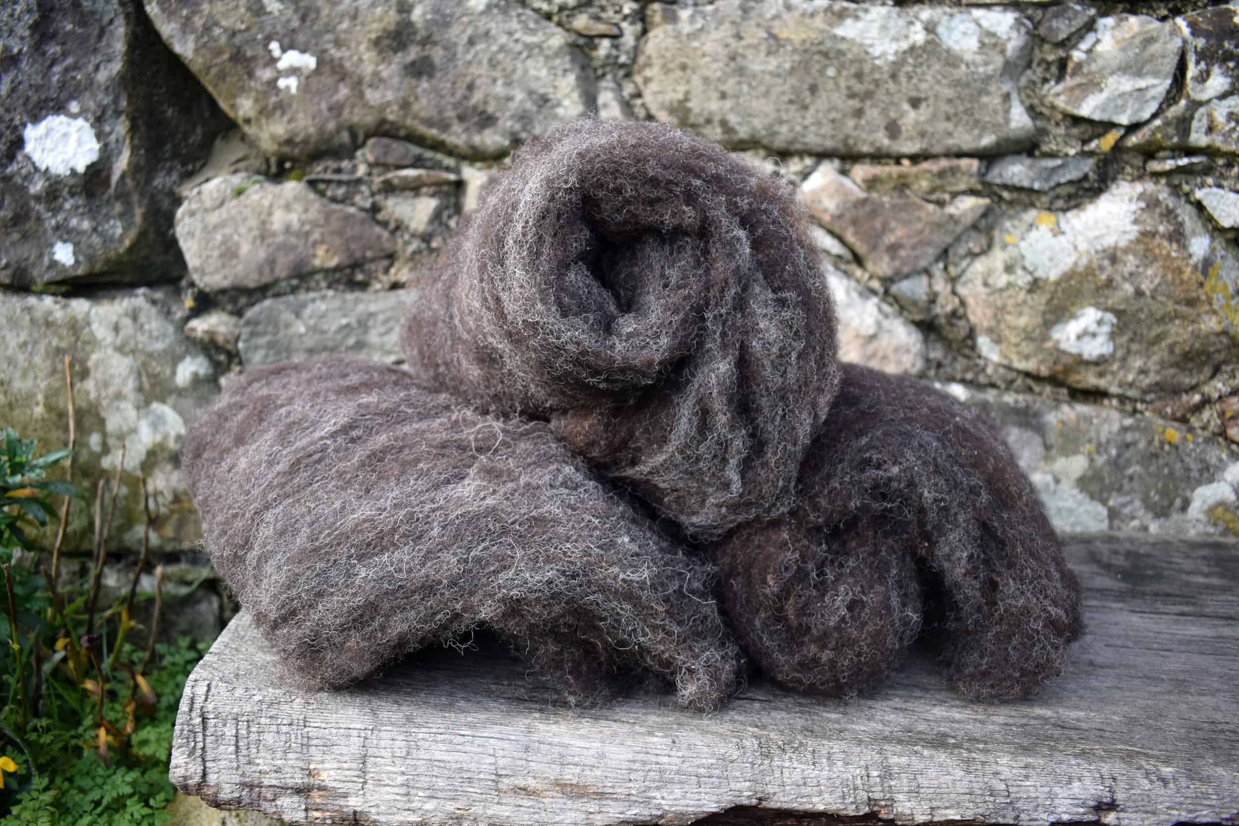 Core Wool batt for Needle Felting Hand Carded Natural Dark - Xena -  Patchwork Sheep