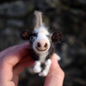 needle felted wool friesian cow