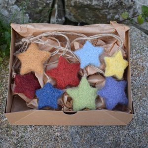 Needle felted rainbow wool stars