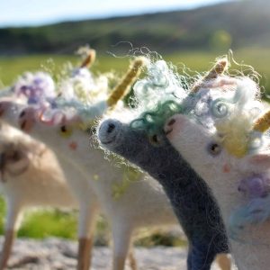 needle felted wool unicorns