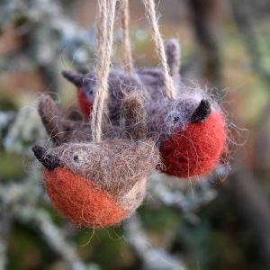 Cute Felted Robin Bauble Christmas Decoration