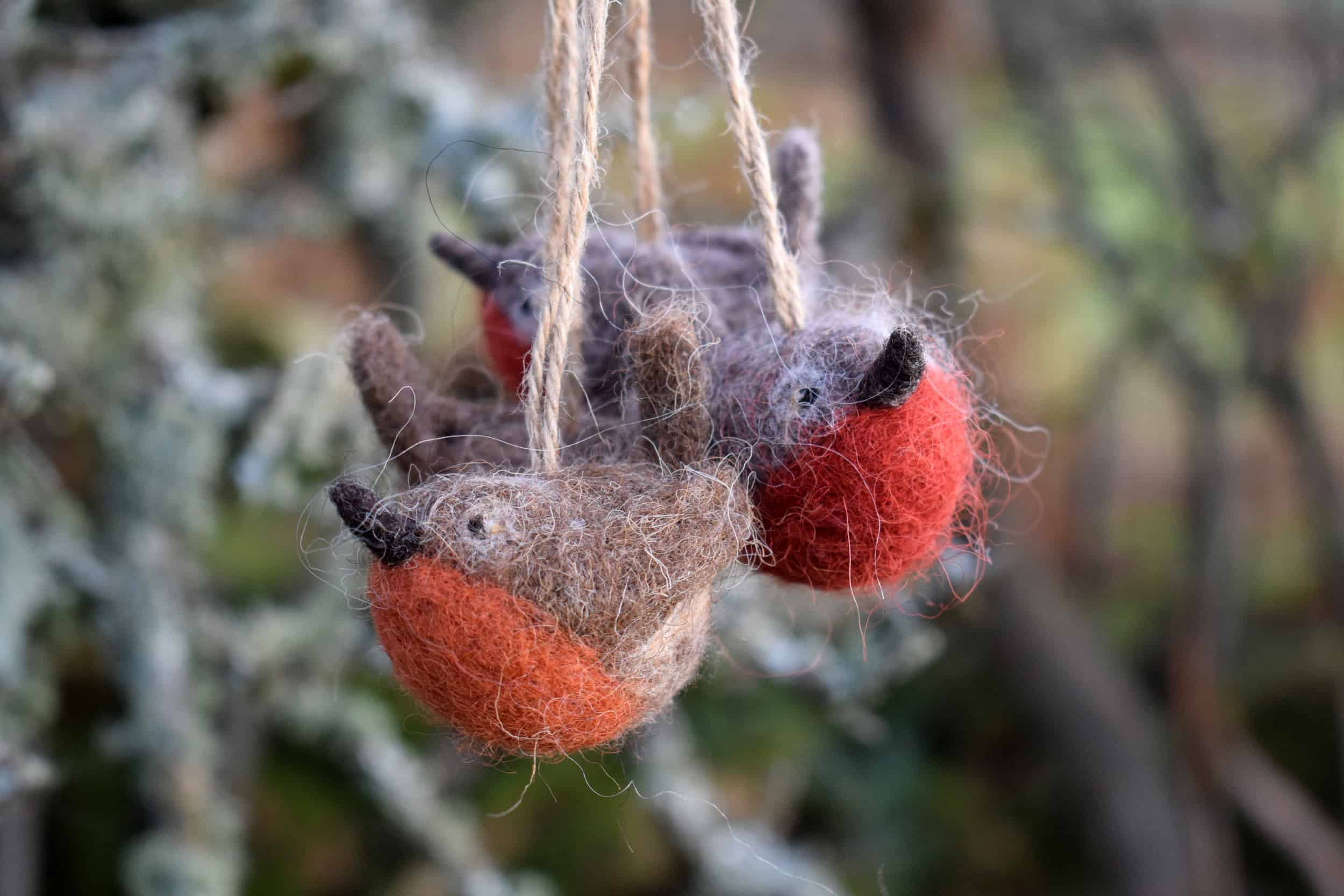 Cute Felted Robin Bauble Christmas Decoration