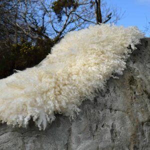 Curly felted fleece wool rug handmade