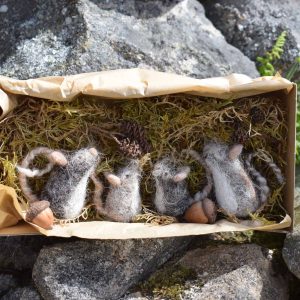 felted wool mouse figurines