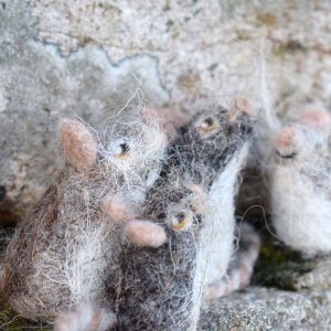 felted wool mouse figurines