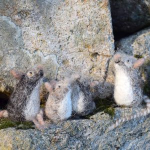 felted wool mouse figurines