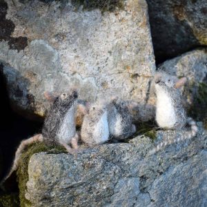 felted wool mouse figurines