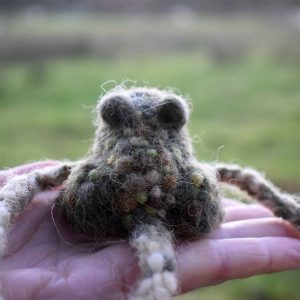 needle felt wool toad