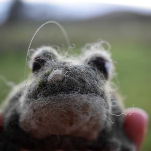 needle felt toad bookmark