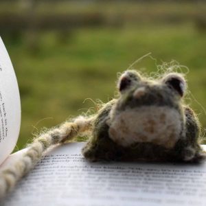 needle felt toad bookmark