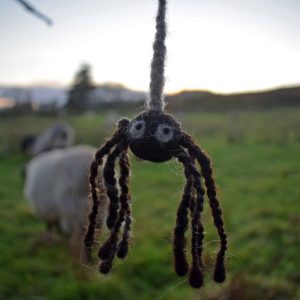 handmade wool spider bookmark