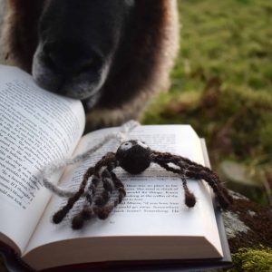 handmade wool spider bookmark