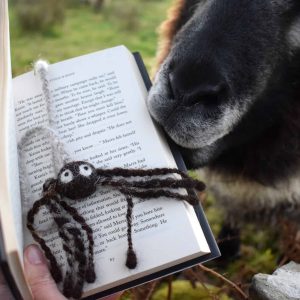 needle felted spider bookmark