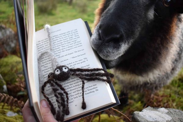 needle felted spider bookmark