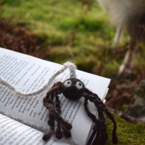 handmade wool spider bookmark