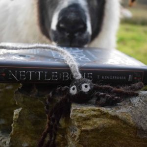 needle felted spider bookmark