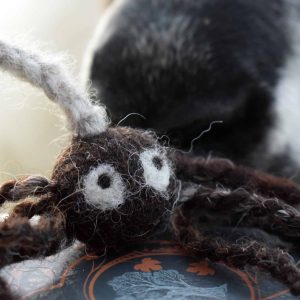 needle felted spider bookmark