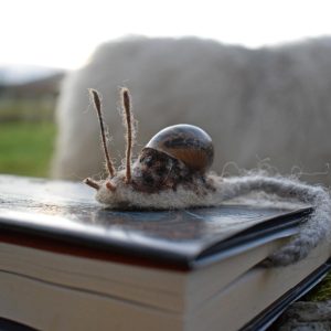 needle felted snail bookmark