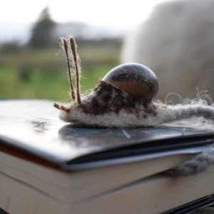 needle felted snail bookmark