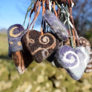 felt wool heart keyring