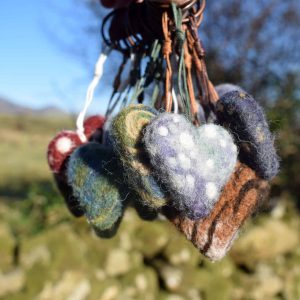 felt wool heart keyring