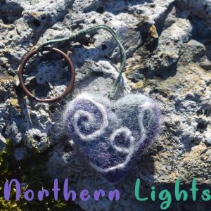 northern lights keyring heart keyring handmade gift