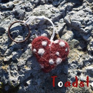 toadstool keyring heart wool handmade gift