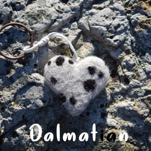 dalmatian keyring heart wool handmade gift