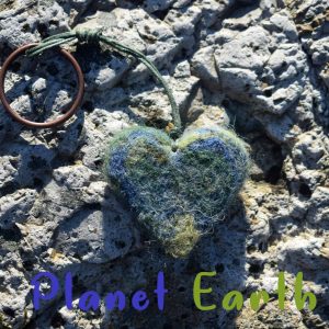 planet earth keyring heart keyring handmade gift