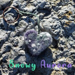 snowy aurora keyring heart keyring handmade gift