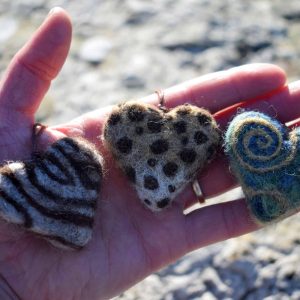 handmade wool heart keyring gift