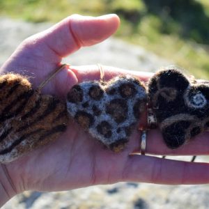 handmade wool heart keyring gift