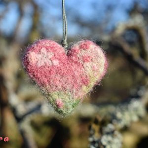 sakura cherry blossom keyring gift heart handmade wool valentines